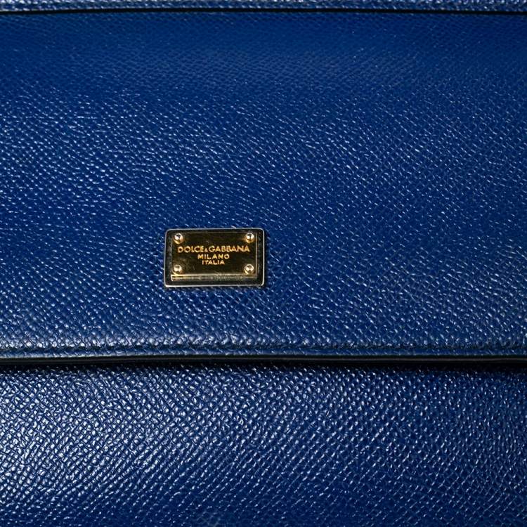 Pre Owned Dolce & Gabbana Blue Leather Small Miss Sicily Top Handle Bag
