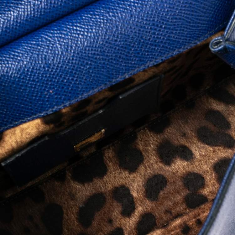 Pre Owned Dolce & Gabbana Blue Leather Small Miss Sicily Top Handle Bag
