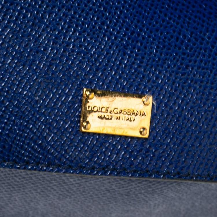 Pre Owned Dolce & Gabbana Blue Leather Small Miss Sicily Top Handle Bag