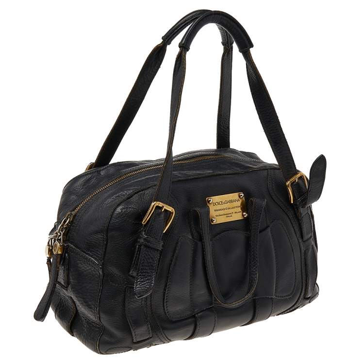 Pre Owned Dolce & Gabbana Black Leather Miss Class Satchel