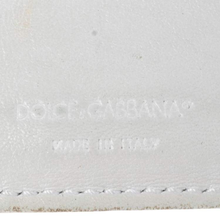 Pre Owned Dolce & Gabbana White Leather Logo Card Holder