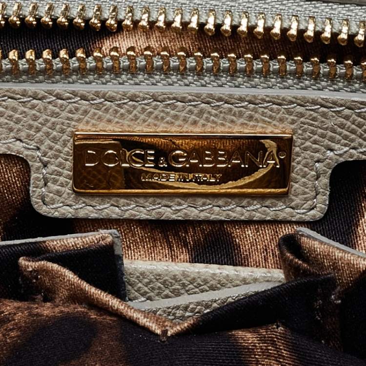 Pre Owned Dolce & Gabbana Beige Leather Large Miss Sicily Top Handle Bag