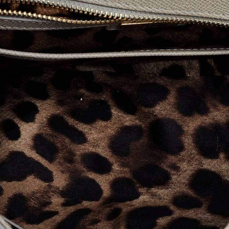 Pre Owned Dolce & Gabbana Beige Leather Large Miss Sicily Top Handle Bag