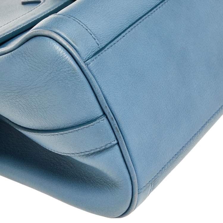 Pre Owned Dolce & Gabbana Blue Leather Padlock Top Handle Bag