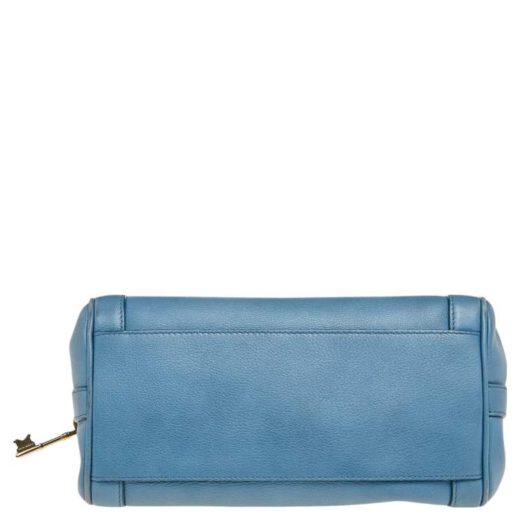 Pre Owned Dolce & Gabbana Blue Leather Padlock Top Handle Bag