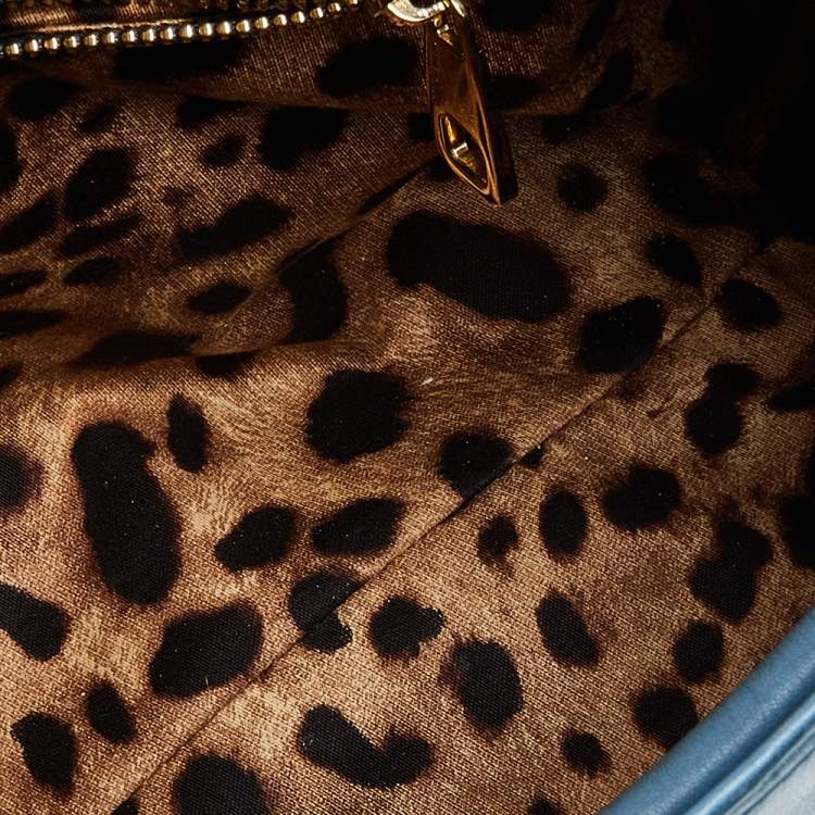 Pre Owned Dolce & Gabbana Blue Leather Padlock Top Handle Bag