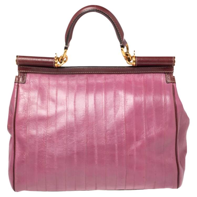 Pre Owned Dolce & Gabbana Purple Eel Leather Large Miss Sicily Bag