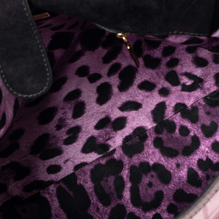 Pre Owned Dolce & Gabbana Purple Eel Leather Large Miss Sicily Bag