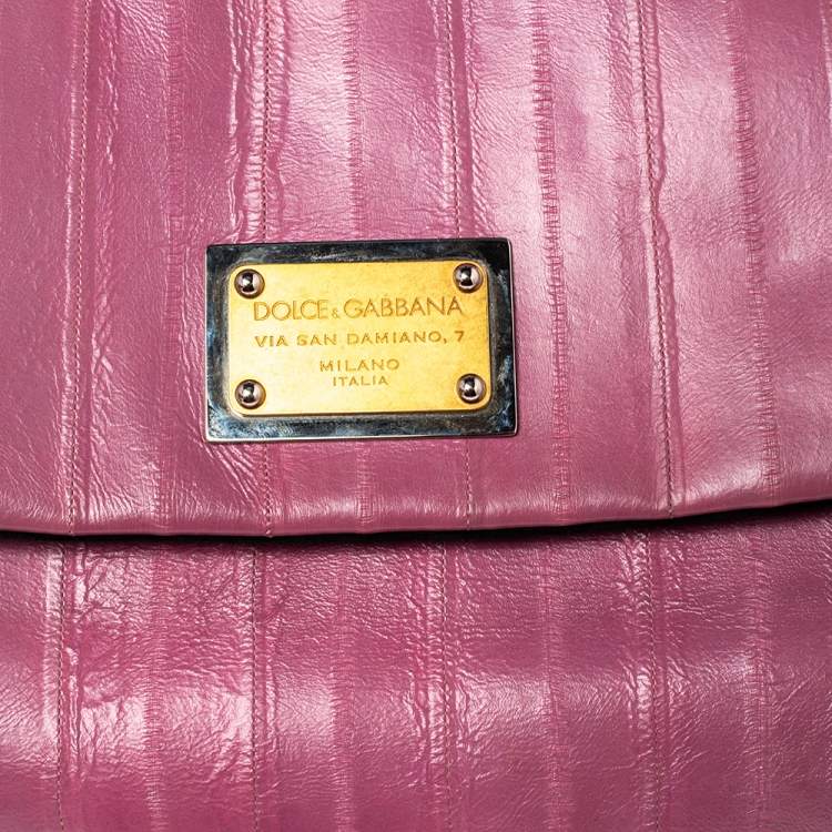 Pre Owned Dolce & Gabbana Purple Eel Leather Large Miss Sicily Bag