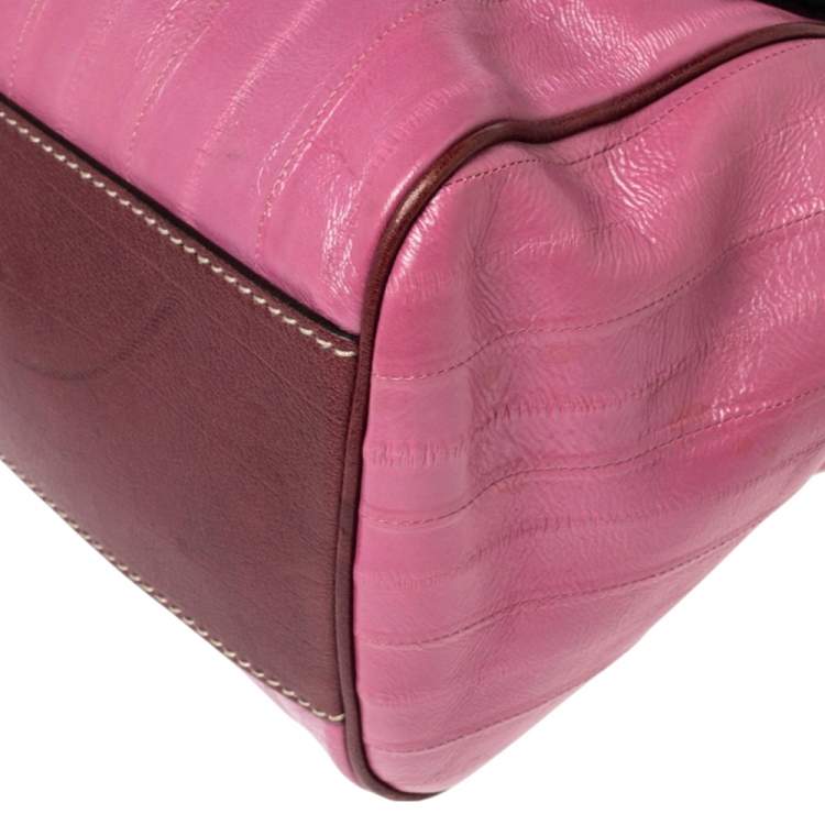 Pre Owned Dolce & Gabbana Purple Eel Leather Large Miss Sicily Bag