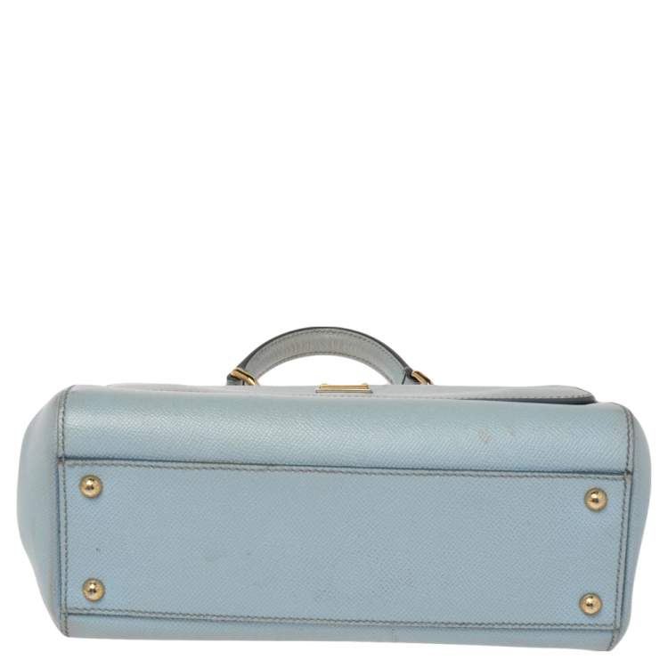 Pre Owned Dolce & Gabbana Powder Blue Leather Medium Miss Sicily Top Handle Bag