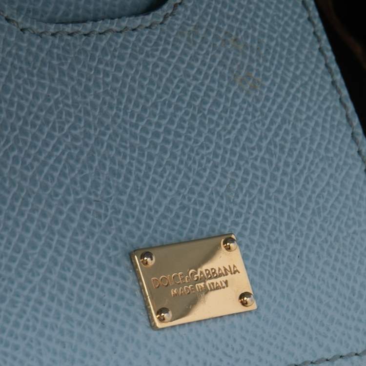 Pre Owned Dolce & Gabbana Powder Blue Leather Medium Miss Sicily Top Handle Bag