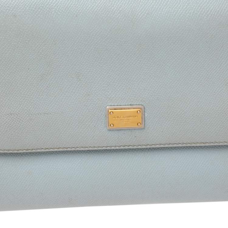 Pre Owned Dolce & Gabbana Powder Blue Leather Medium Miss Sicily Top Handle Bag