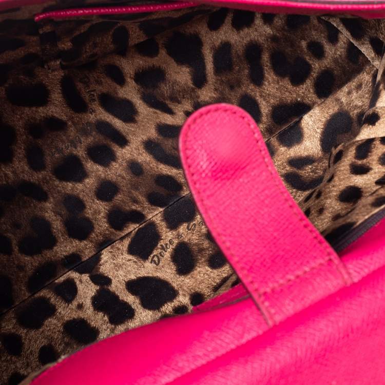 Pre Owned Dolce & Gabbana Fuchsia Leather Large Sicily Top Handle Bag