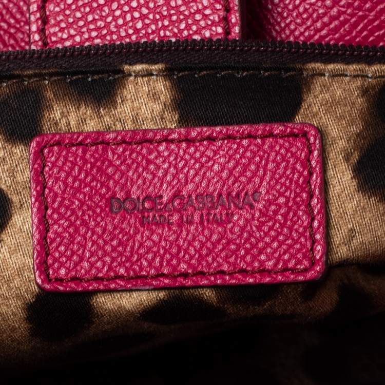Pre Owned Dolce & Gabbana Fuchsia Leather Large Sicily Top Handle Bag
