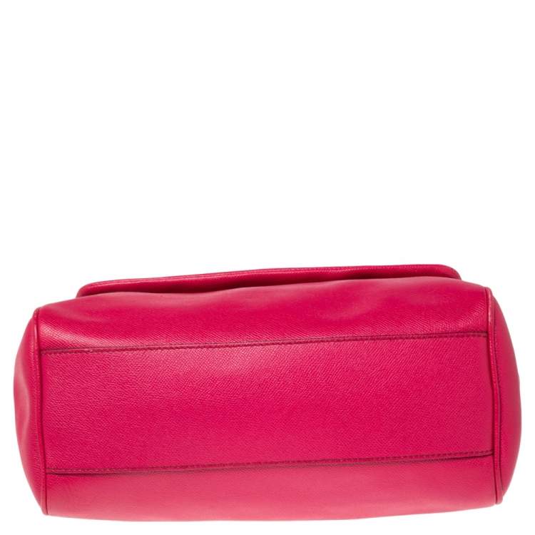 Pre Owned Dolce & Gabbana Fuchsia Leather Large Sicily Top Handle Bag