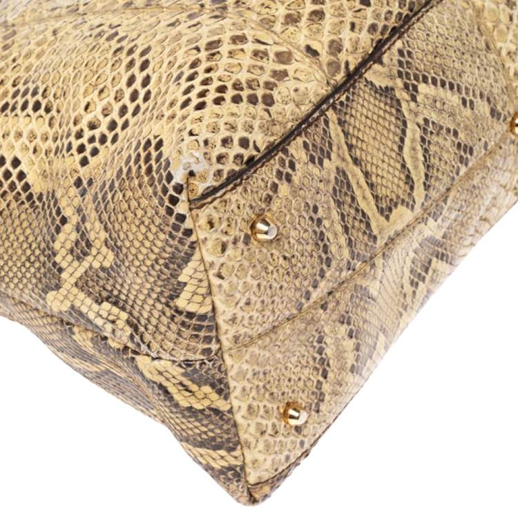 Pre Owned Dolce & Gabbana Beige Python Megan Dome Satchel