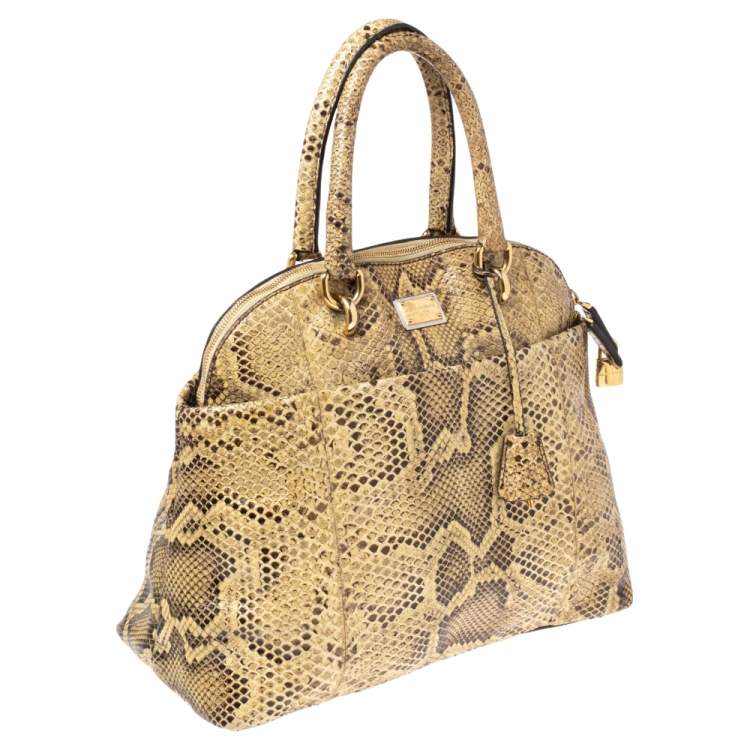 Pre Owned Dolce & Gabbana Beige Python Megan Dome Satchel