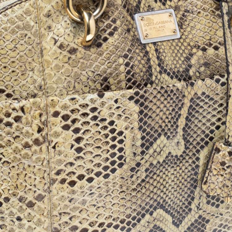 Pre Owned Dolce & Gabbana Beige Python Megan Dome Satchel