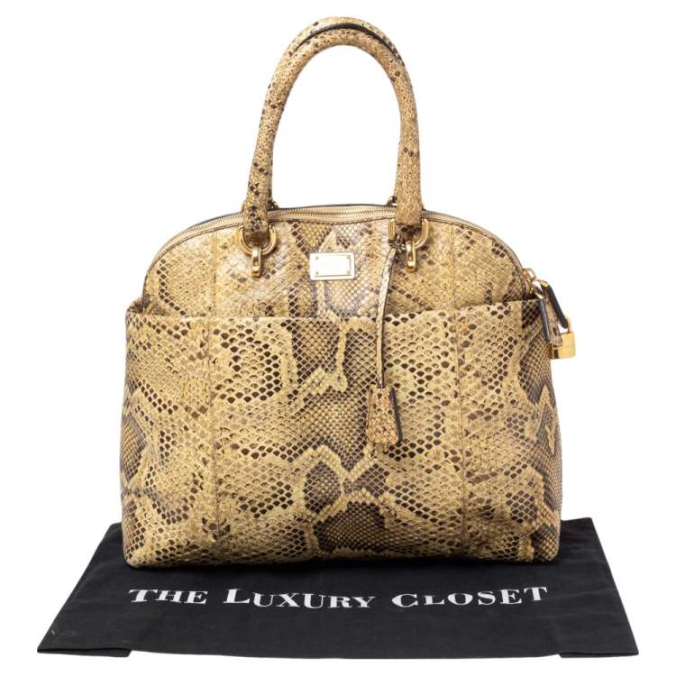 Pre Owned Dolce & Gabbana Beige Python Megan Dome Satchel