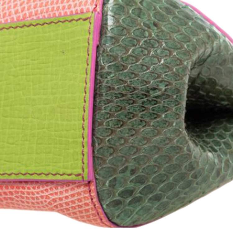 Pre Owned Dolce & Gabbana Multicolor Crocodile,Lizard and Python Mini Miss Sicily Top Handle Bag