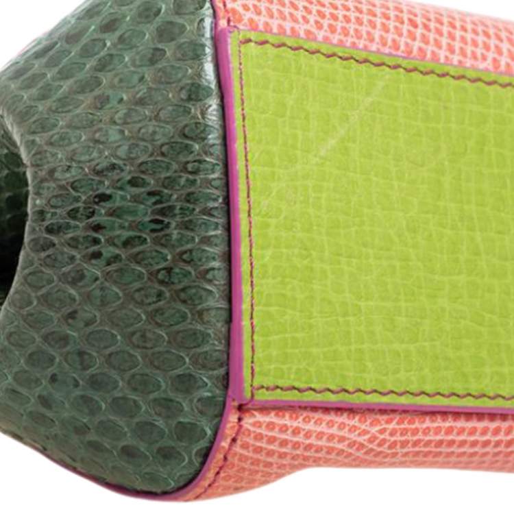 Pre Owned Dolce & Gabbana Multicolor Crocodile,Lizard and Python Mini Miss Sicily Top Handle Bag