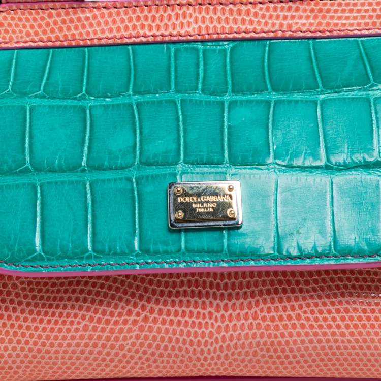 Pre Owned Dolce & Gabbana Multicolor Crocodile,Lizard and Python Mini Miss Sicily Top Handle Bag