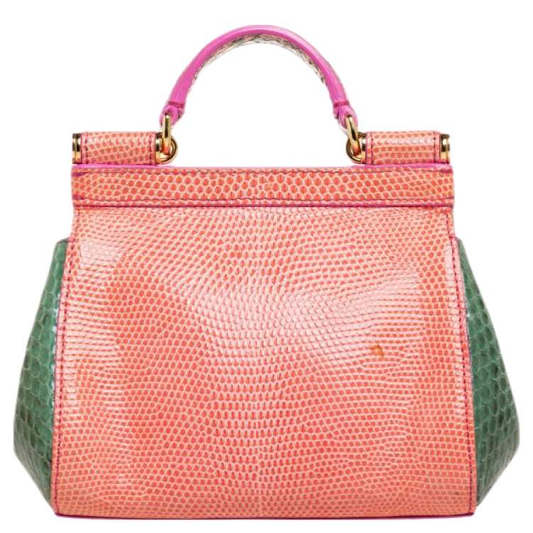 Pre Owned Dolce & Gabbana Multicolor Crocodile,Lizard and Python Mini Miss Sicily Top Handle Bag