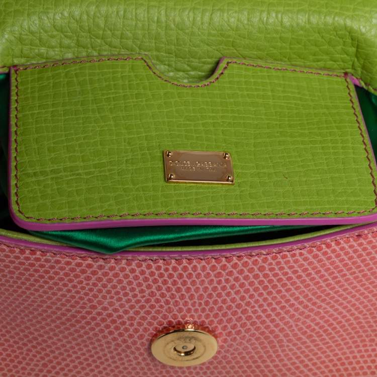 Pre Owned Dolce & Gabbana Multicolor Crocodile,Lizard and Python Mini Miss Sicily Top Handle Bag