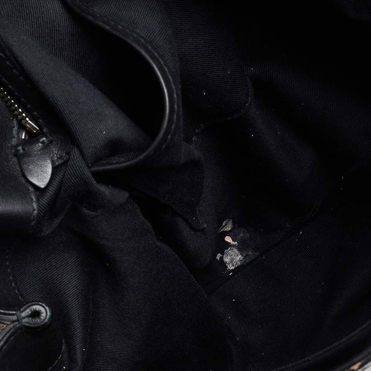 Pre Owned Dolce & Gabbana Black/Brown Leopard Print Coated Canvas and Leather Large Miss Sicily Top Handle Bag