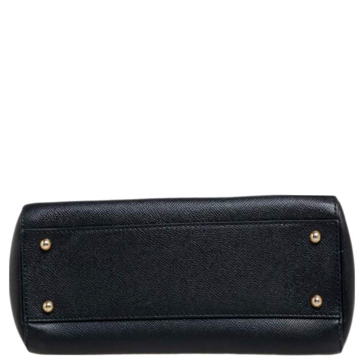 Pre Owned Dolce & Gabbana Black Leather Medium Miss Sicily Top Handle Bag