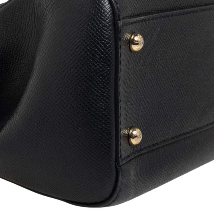 Pre Owned Dolce & Gabbana Black Leather Medium Miss Sicily Top Handle Bag