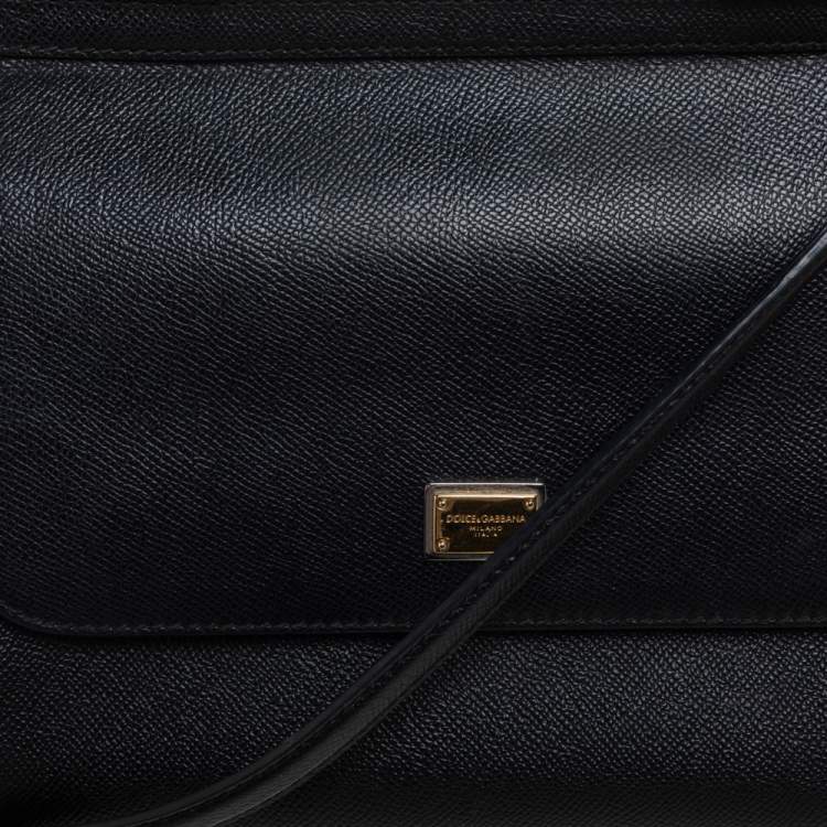 Pre Owned Dolce & Gabbana Black Leather Medium Miss Sicily Top Handle Bag