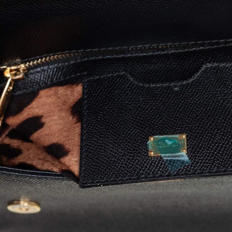 Pre Owned Dolce & Gabbana Black Leather Medium Miss Sicily Top Handle Bag