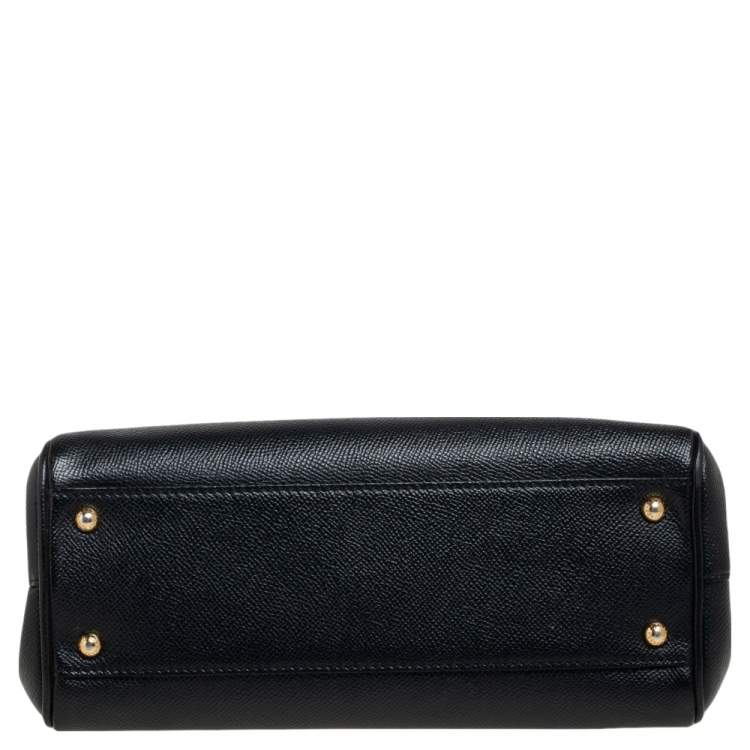 مملوكة مسبقًا Dolce & Gabbana Black Leather Medium Miss Sicily Top Handle Bag