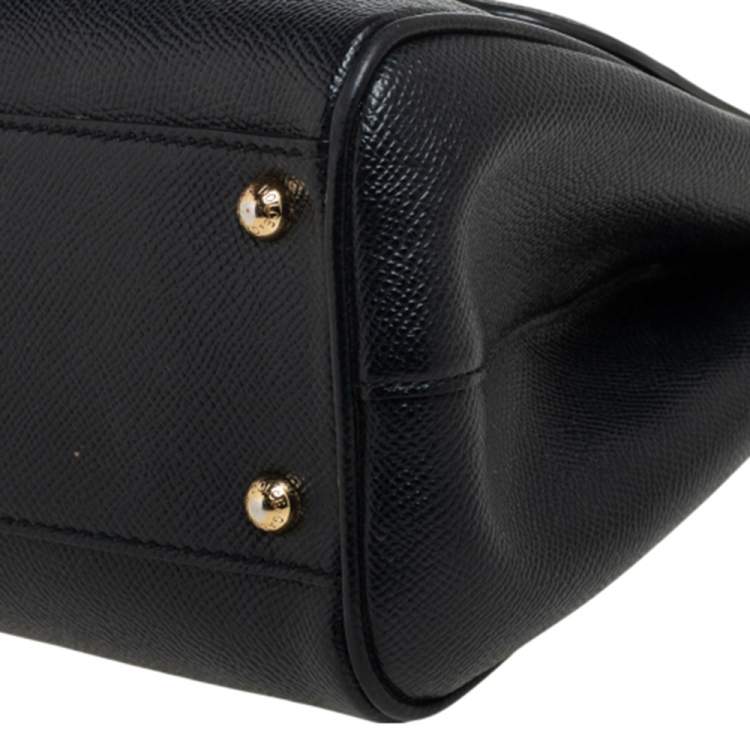 مملوكة مسبقًا Dolce & Gabbana Black Leather Medium Miss Sicily Top Handle Bag