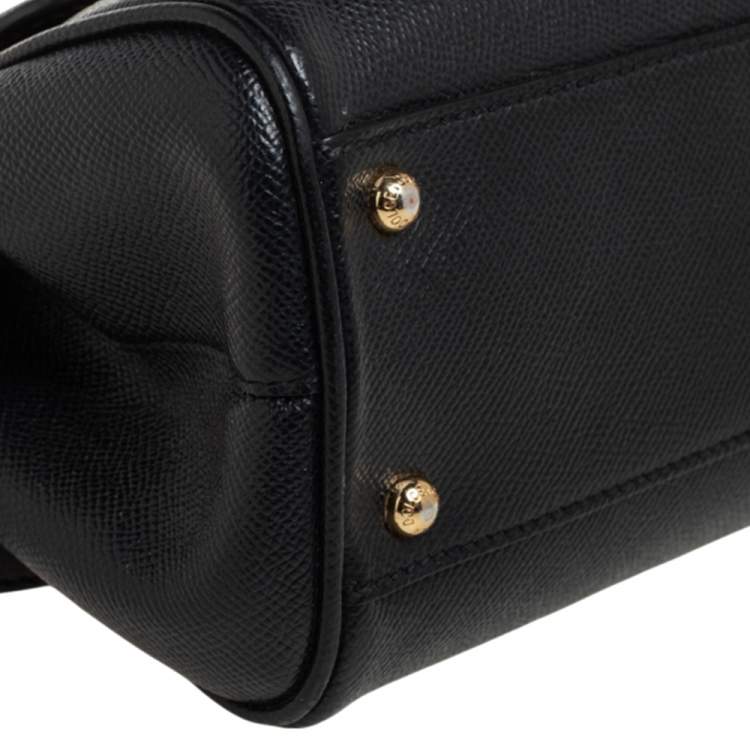 مملوكة مسبقًا Dolce & Gabbana Black Leather Medium Miss Sicily Top Handle Bag