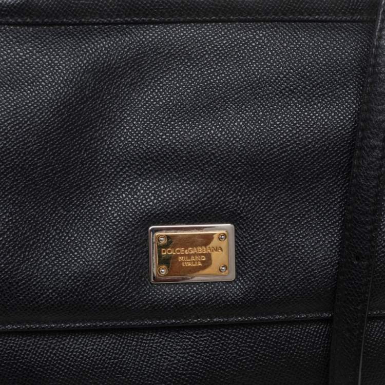 مملوكة مسبقًا Dolce & Gabbana Black Leather Medium Miss Sicily Top Handle Bag