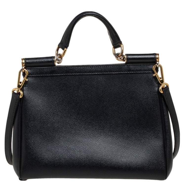 مملوكة مسبقًا Dolce & Gabbana Black Leather Medium Miss Sicily Top Handle Bag