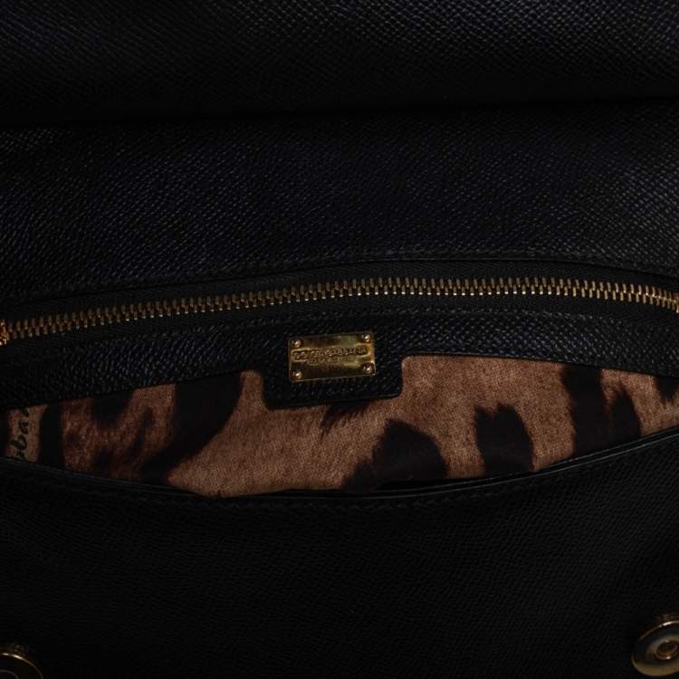 مملوكة مسبقًا Dolce & Gabbana Black Leather Medium Miss Sicily Top Handle Bag