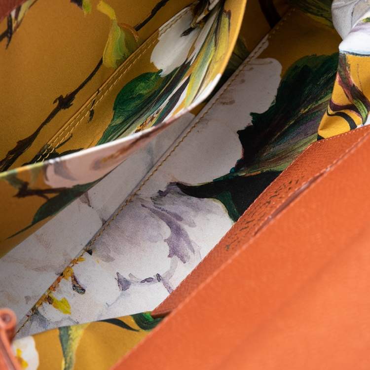 Pre Owned Dolce & Gabbana Orange Dauphine Leather Medium Miss Sicily Top Handle Bag