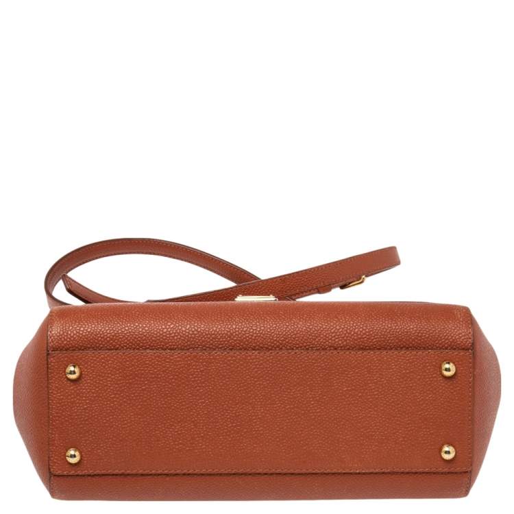 Pre Owned Dolce & Gabbana Orange Dauphine Leather Medium Miss Sicily Top Handle Bag