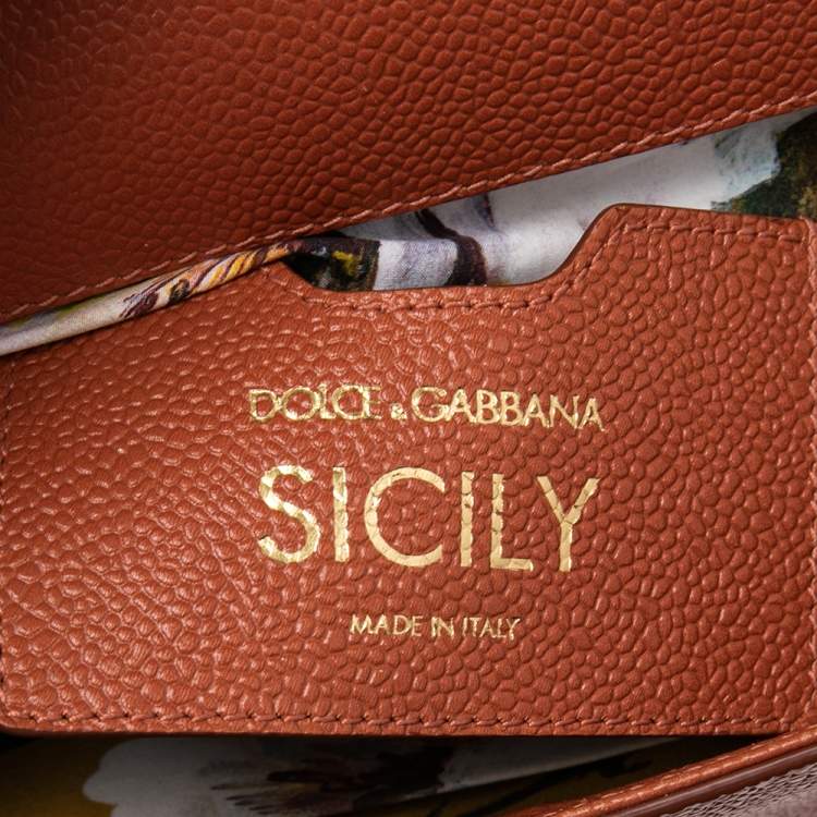 Pre Owned Dolce & Gabbana Orange Dauphine Leather Medium Miss Sicily Top Handle Bag