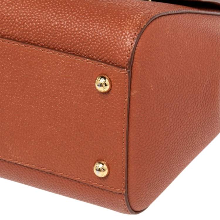 Pre Owned Dolce & Gabbana Orange Dauphine Leather Medium Miss Sicily Top Handle Bag