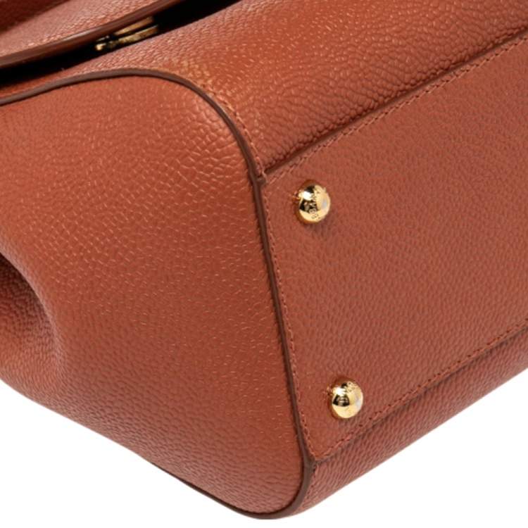 Pre Owned Dolce & Gabbana Orange Dauphine Leather Medium Miss Sicily Top Handle Bag