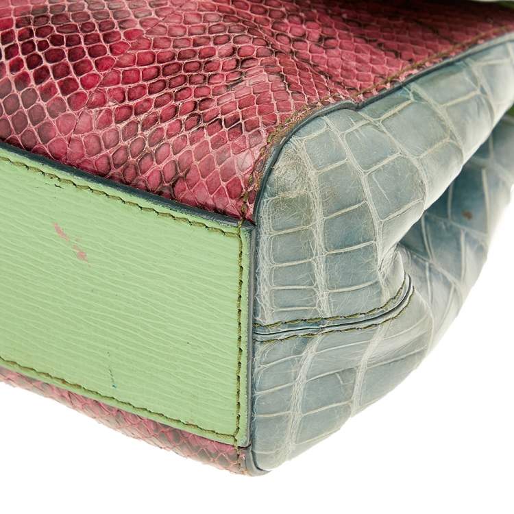 Pre Owned Dolce & Gabbana Multicolor Crocodile and Python Small Miss Sicily Top Handle Bag