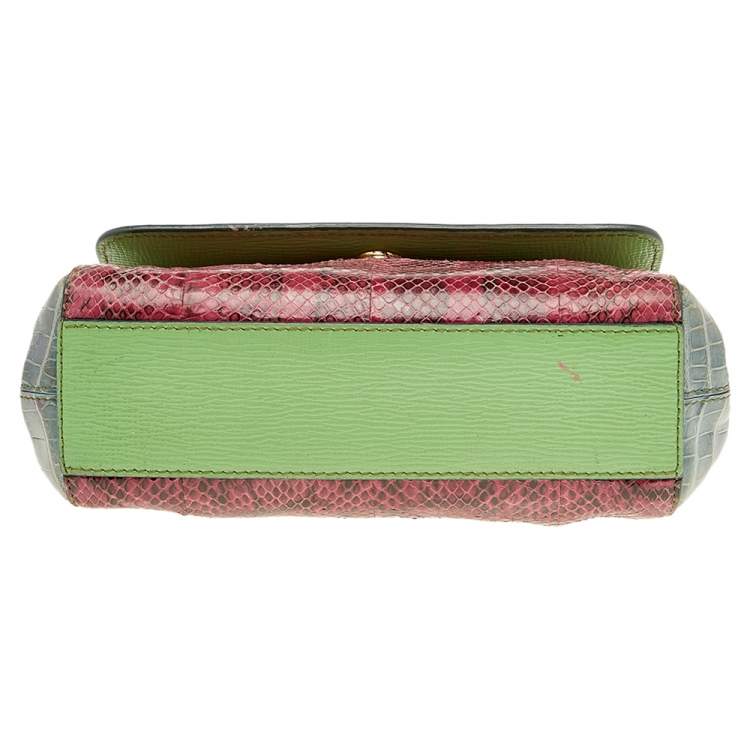 Pre Owned Dolce & Gabbana Multicolor Crocodile and Python Small Miss Sicily Top Handle Bag