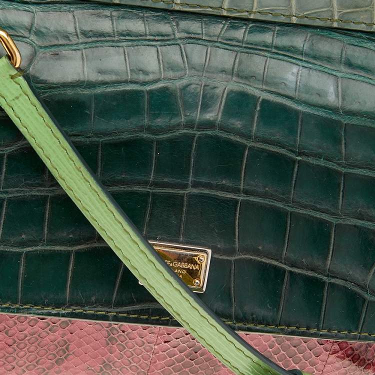 Pre Owned Dolce & Gabbana Multicolor Crocodile and Python Small Miss Sicily Top Handle Bag