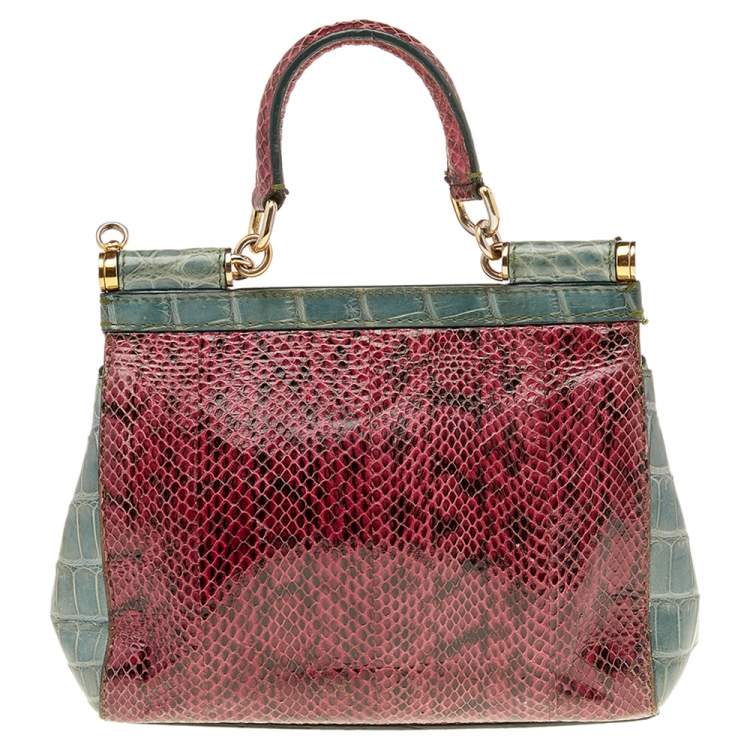 Pre Owned Dolce & Gabbana Multicolor Crocodile and Python Small Miss Sicily Top Handle Bag
