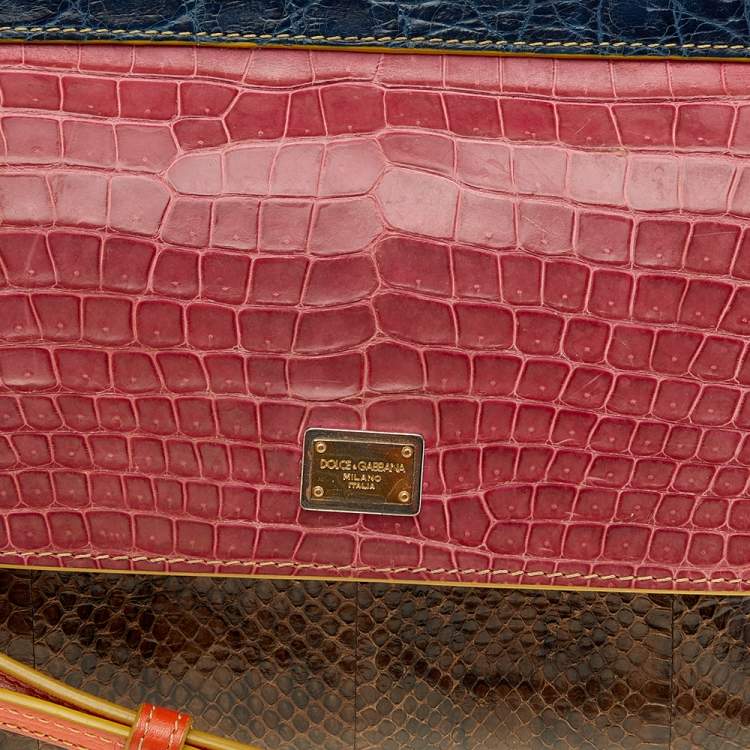 Pre Owned Dolce & Gabbana Multicolor Crocodile and Python Small Miss Sicily Top Handle Bag